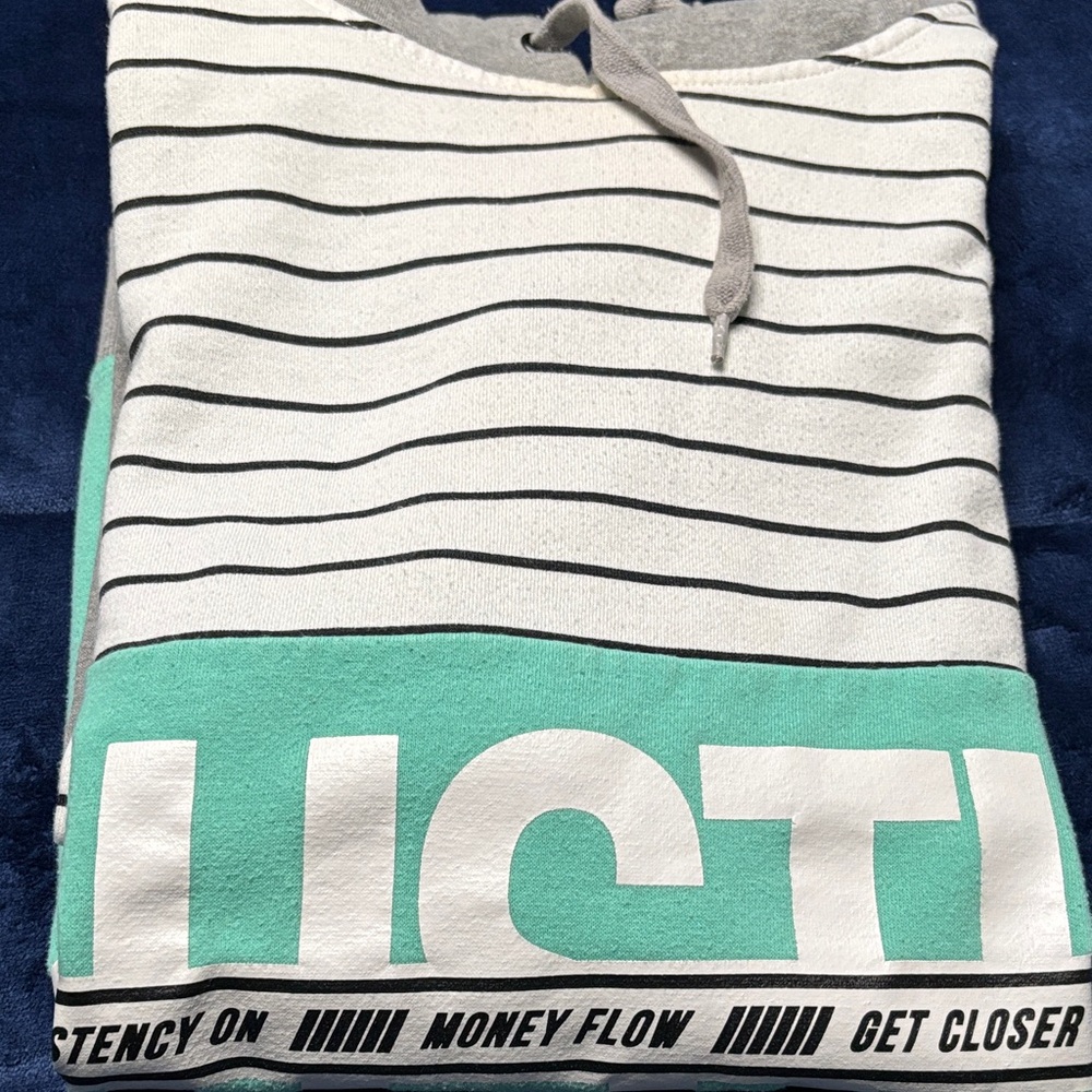 Striped Hoodie with Text Accents